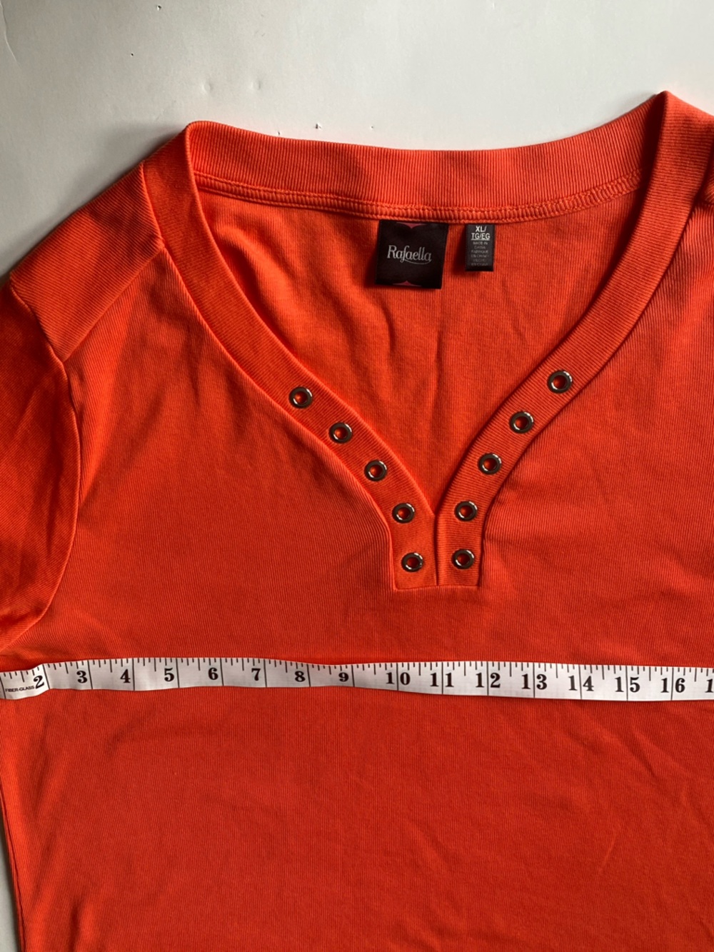 Rafaella Orange Snap-Front V-Neck Top